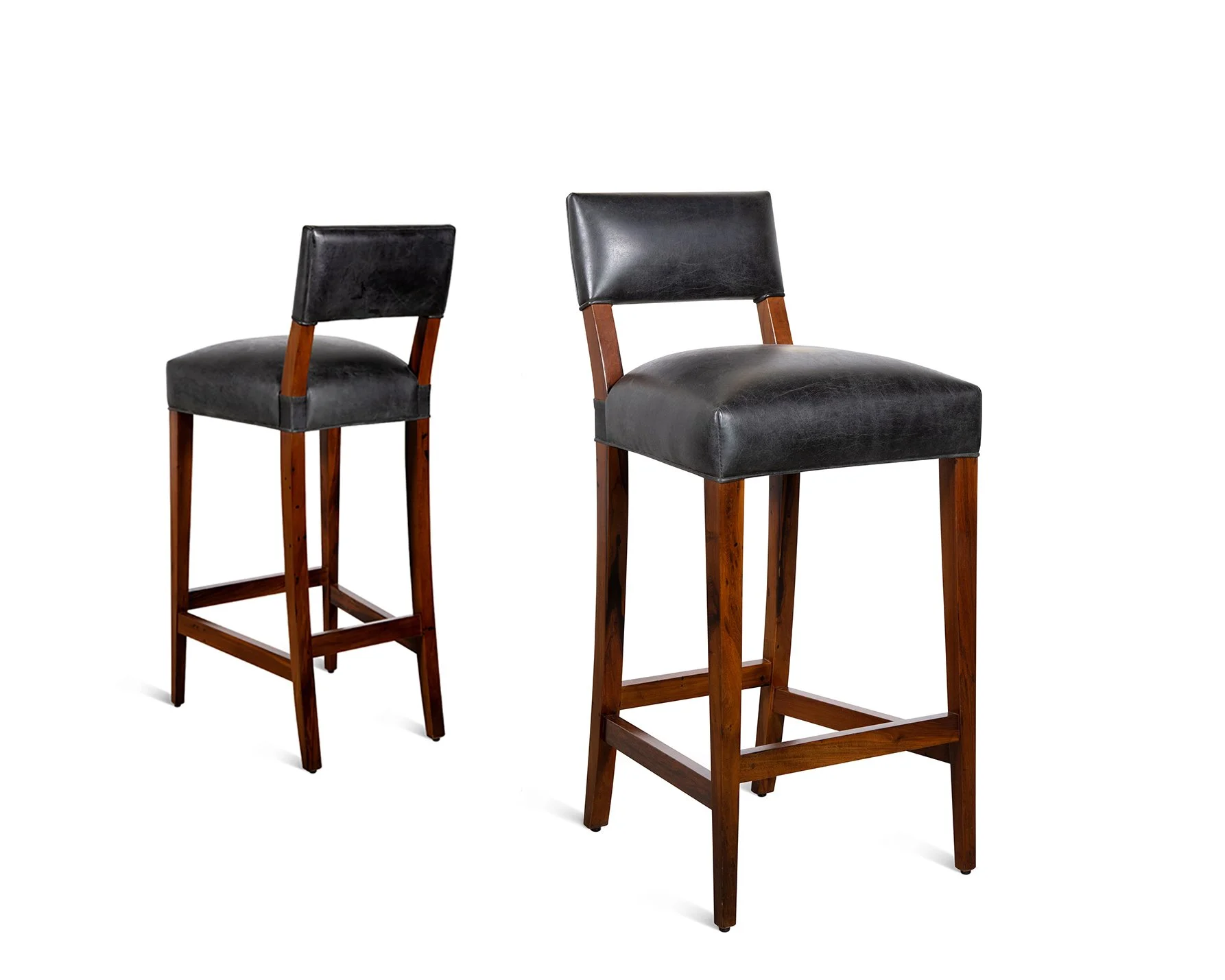 COLONISTA × NATAL CONPE10 ND ver. Exotic Contemporary Wood Stool with Wrapped Leather by